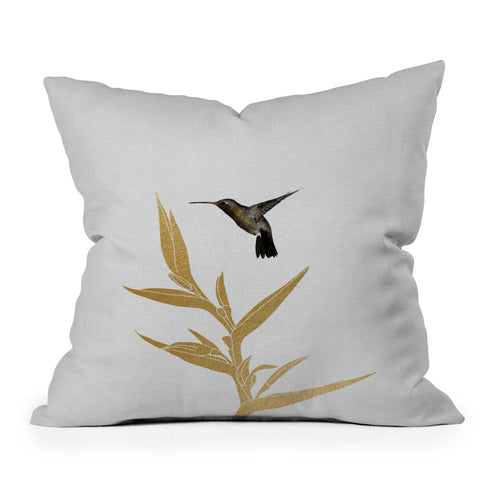 Orara Studio Hummingbird and Flower II Throw Pillow