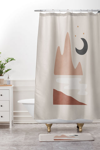 Orara Studio Landscape And Moon Shower Curtain And Mat