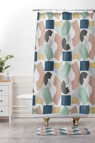 Orara Studio PasteI Paint Blocks Shower Curtain And Mat