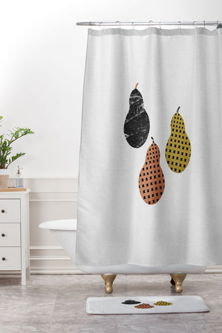 Orara Studio Scandi Pears Shower Curtain And Mat