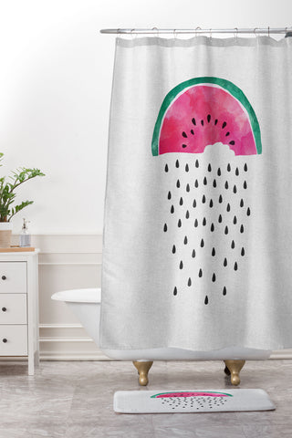 Orara Studio Watermelon Rain Shower Curtain And Mat