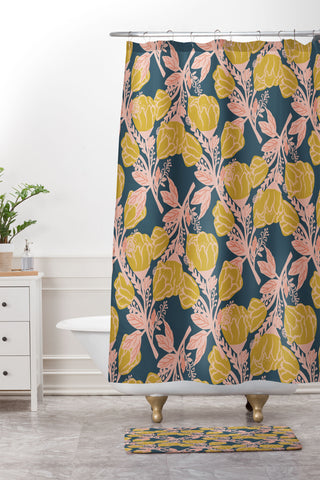 Oris Eddu Magnolia Bloom Shower Curtain And Mat