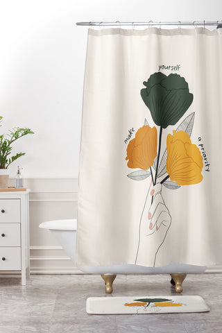 Oris Eddu Make Yourself a Priority Shower Curtain And Mat