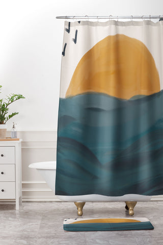 Oris Eddu Smooth Wave Shower Curtain And Mat