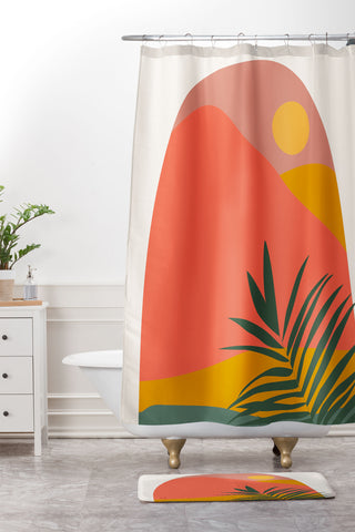 Oris Eddu Tropical Landscape Shower Curtain And Mat