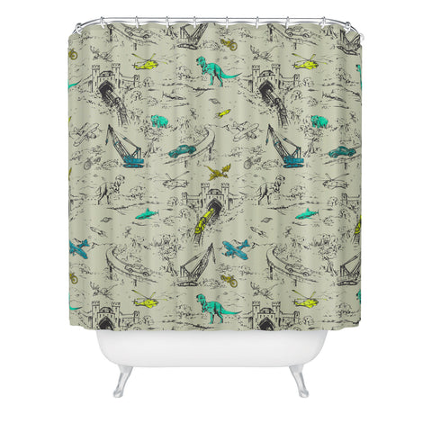 Pattern State Adventure Toile Shower Curtain