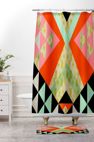 Pattern State Arrow Quilt Shower Curtain And Mat