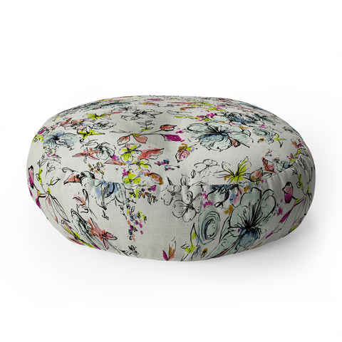 Pattern State Camp Floral Linen Floor Pillow Round