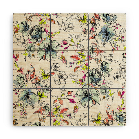 Pattern State Camp Floral Linen Wood Wall Mural