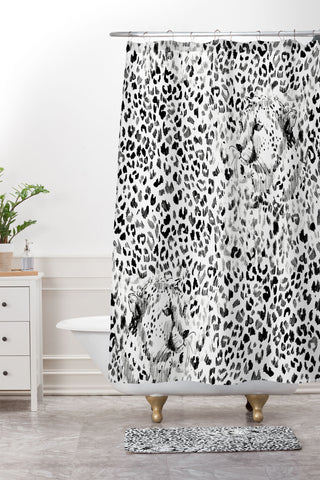 Pattern State Cheetah Sketch Shower Curtain And Mat