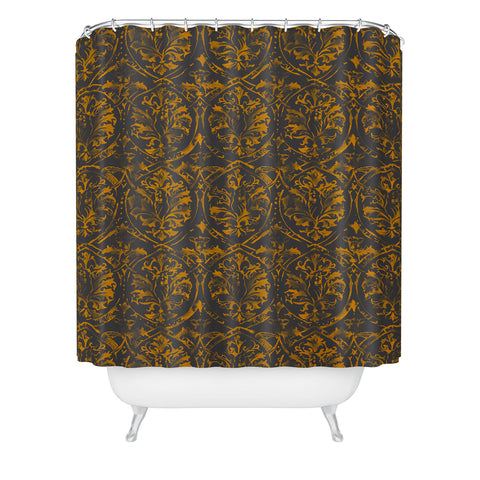 Pattern State Deer Damask Bronzed Shower Curtain