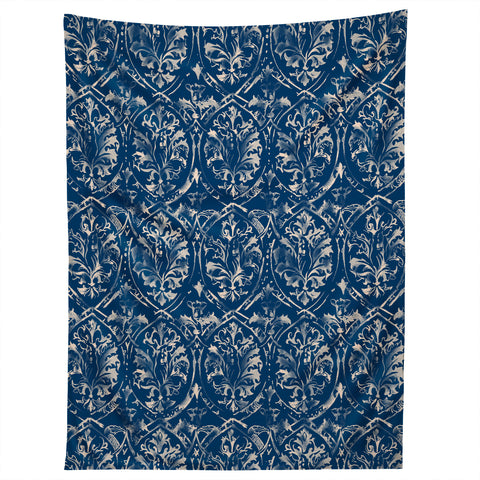 Pattern State Deer Damask Indigo Tapestry