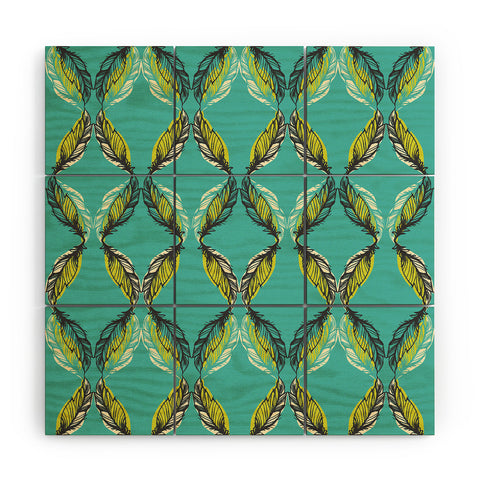 Pattern State Feather Aquatic Wood Wall Mural
