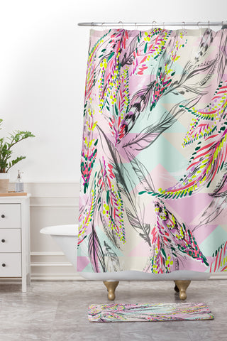 Pattern State Feather Desert Shower Curtain And Mat