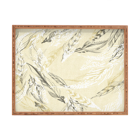 Pattern State Feather Linen Rectangular Tray