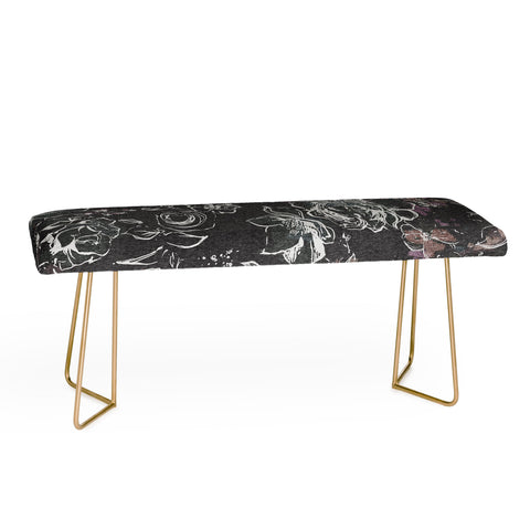 Pattern State Floral Charcoal Linen Bench