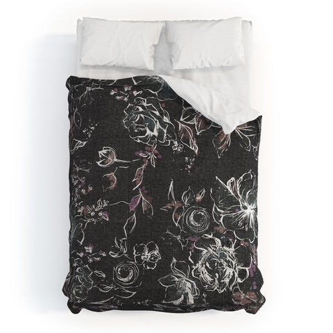 Pattern State Floral Charcoal Linen Comforter