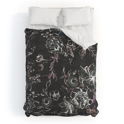 Pattern State Floral Charcoal Linen Duvet Cover