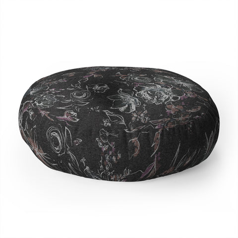 Pattern State Floral Charcoal Linen Floor Pillow Round