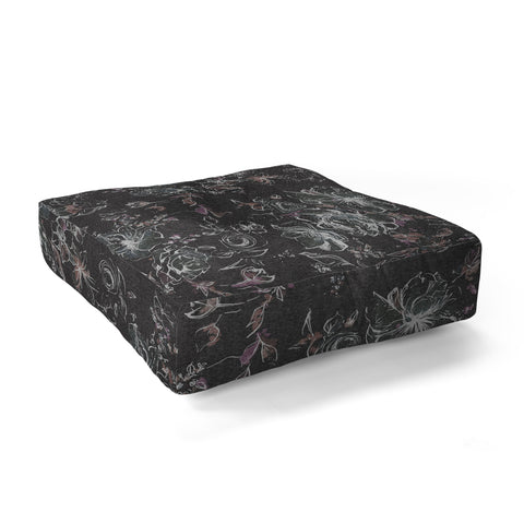 Pattern State Floral Charcoal Linen Floor Pillow Square