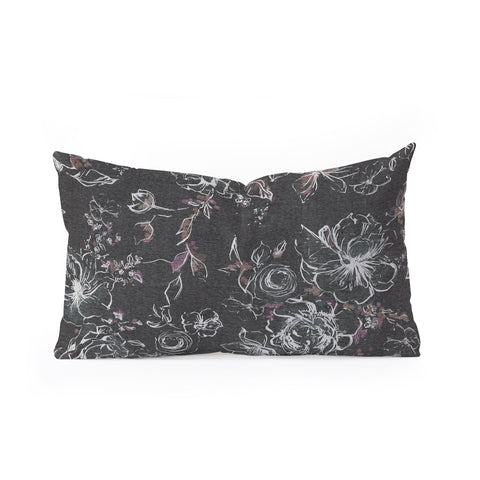 Pattern State Floral Charcoal Linen Oblong Throw Pillow