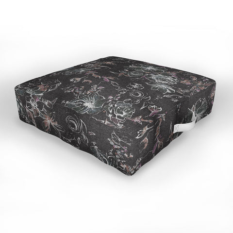 Pattern State Floral Charcoal Linen Outdoor Floor Cushion