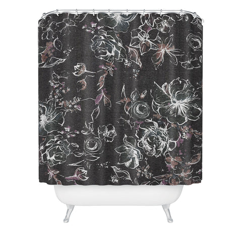 Pattern State Floral Charcoal Linen Shower Curtain