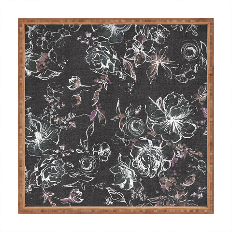 Pattern State Floral Charcoal Linen Square Tray