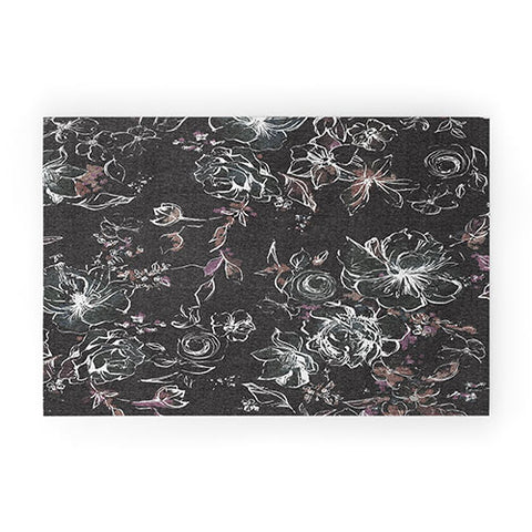 Pattern State Floral Charcoal Linen Welcome Mat