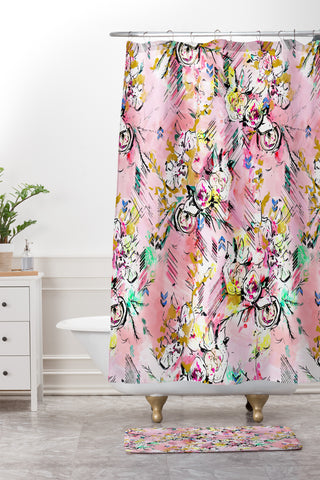 Pattern State Floral Painter Shower Curtain And Mat