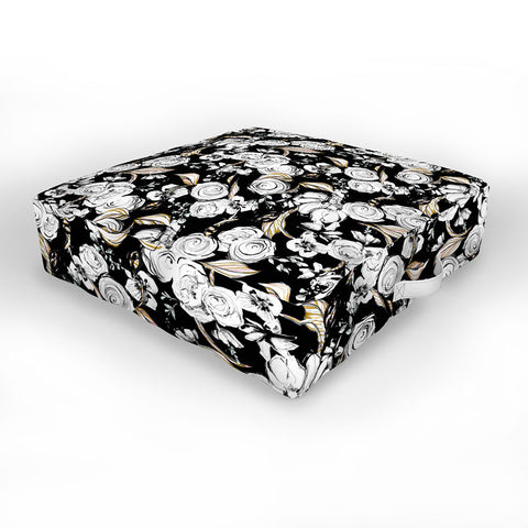 Pattern State Floral Sketch Midnight Outdoor Floor Cushion