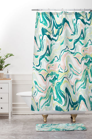 Pattern State Marble Chalk Shower Curtain And Mat