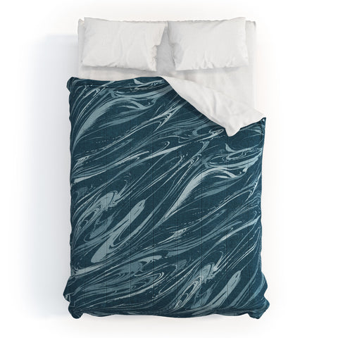 Pattern State Marble Indigo Linen Comforter