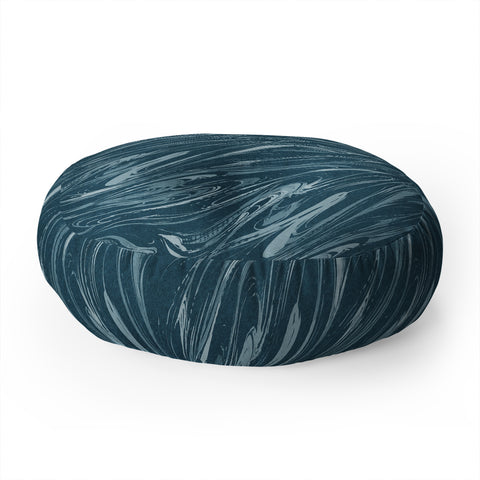 Pattern State Marble Indigo Linen Floor Pillow Round