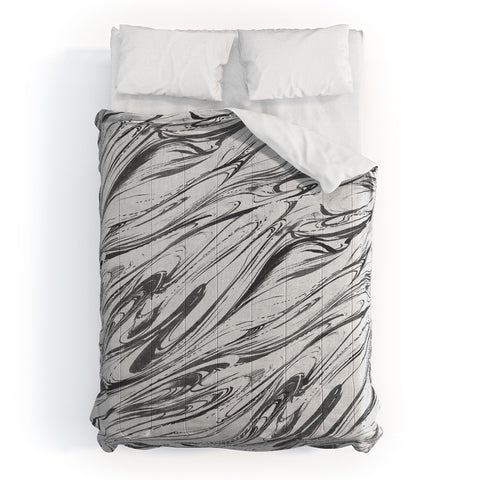 Pattern State Marble Silver Linen Comforter