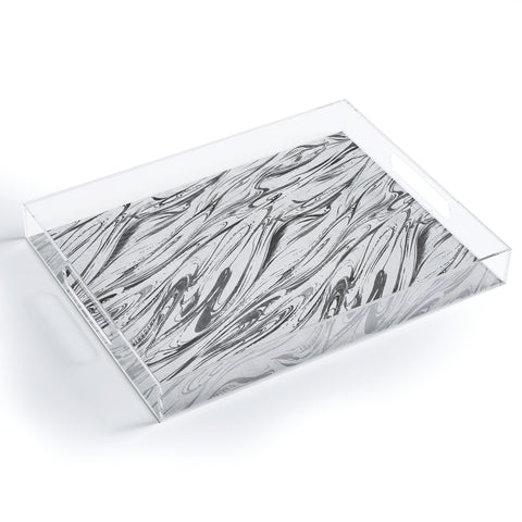 Pattern State Marble Silver Linen Acrylic Tray
