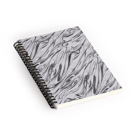 Pattern State Marble Silver Linen Spiral Notebook