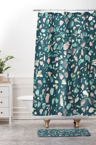 Pattern State Terrazzo Chalk Shower Curtain And Mat