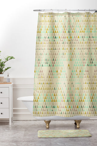 Pattern State Triangle Lake Shower Curtain And Mat