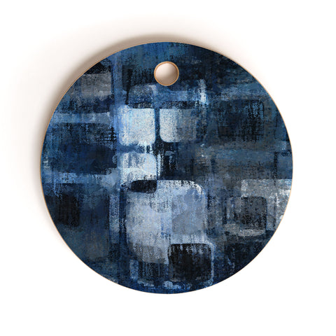 Paul Kimble Blue Squares Cutting Board Round