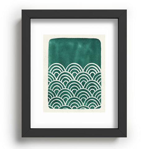 Pauline Stanley Scallop Teal Recessed Framing Rectangle