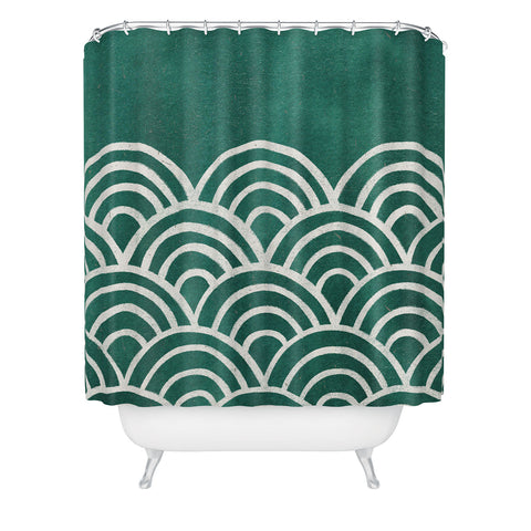 Pauline Stanley Scallop Teal Shower Curtain