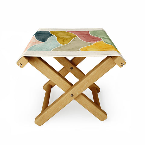 Pauline Stanley Watercolor Abstract Landscape Folding Stool