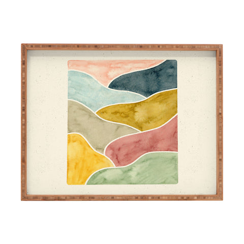 Pauline Stanley Watercolor Abstract Landscape Rectangular Tray