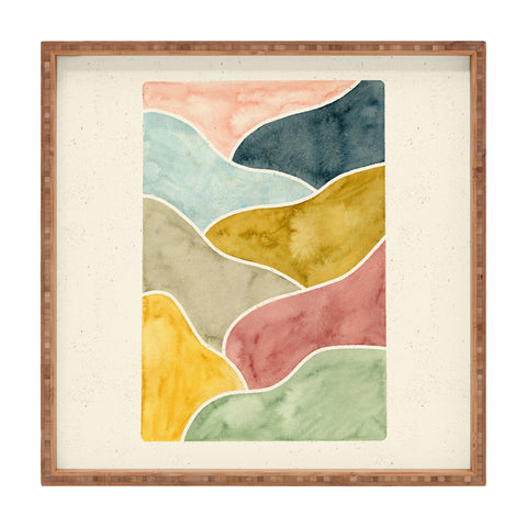 Pauline Stanley Watercolor Abstract Landscape Square Tray