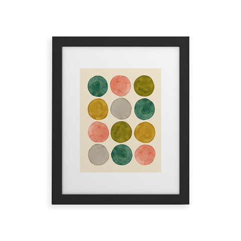 Pauline Stanley Watercolor Dots Pink and Green Framed Art Print