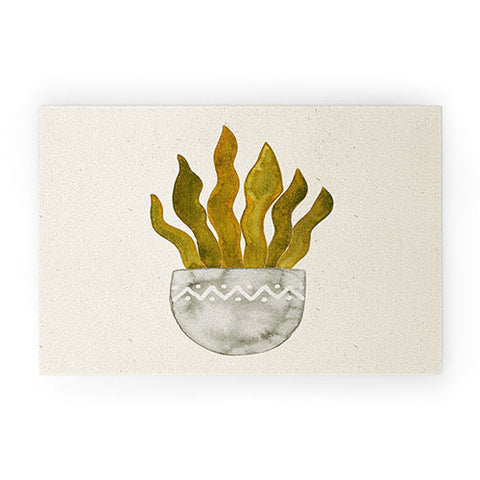 Pauline Stanley Watercolor Snake Plant Welcome Mat