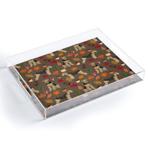 Petfriendly Airedale Terrier Autumn Fall Acrylic Tray