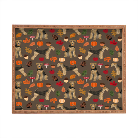 Petfriendly Airedale Terrier Autumn Fall Rectangular Tray