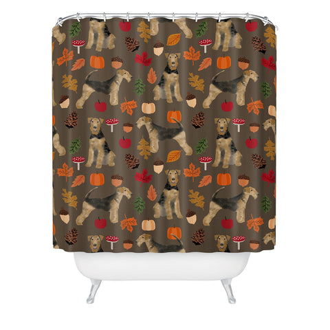 Petfriendly Airedale Terrier Autumn Fall Shower Curtain
